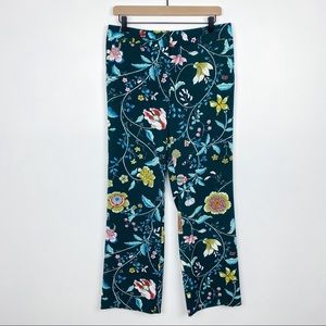 Ann Taylor LOFT Green Floral Vine Deep Size 4 Dress Pants